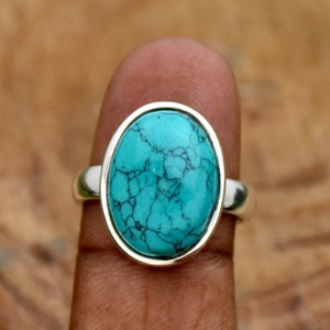 Trending Boho Style <b>Ring</b> 925 Solid Sterling Silver Fashion Green <b>Turquoise</b> Woman Girls Jewelry Perfect Wedding Gift for Her - Product Image 2