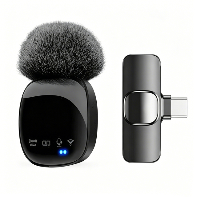 Custom Logo/Packaging Available:R8 Dual Wireless Lavalier Microphone Noise Canceling Lapel Mic for iPhone Android Live