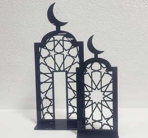 Objet de table élégant avec cadre noir, décoration islamique artisanale, centre de table pour le Ramadan et l'Aïd, décoration d'intérieur, vente en gros en provenance d'Inde - Product Image 1