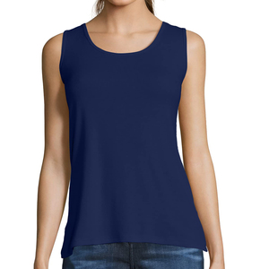Camiseta sin mangas con estilo para mujer de primera calidad, ropa informal de tela elástica sin mangas de talla grande, camiseta sin mangas de fibra de algodón/Bambú - Product Image 6