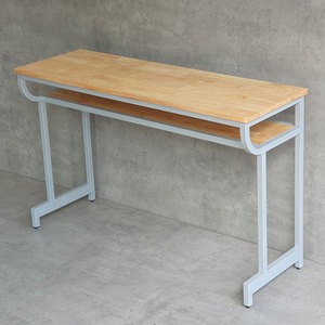 PSD036 School Furniture Natural Wood Double <b>Study</b> <b>Desk</b> with Iron Frame - Product Image 2