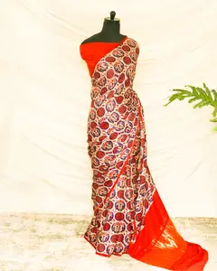 デザイナーパーティーは、サリーのインドのメーカーからの結婚式の季節の女性のリネンサリーのための重いブライダルサリーを着用します