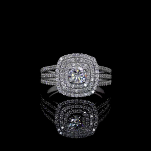 Eternal Radiance 6 Grams 14K Gold Diamond Halo Ring Centro de 1 quilate con acento lateral de 1,5 quilates - Product Image 2