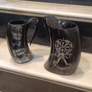 Handmade Natural Crafts-Animal Style Polished Drinking Horn <b>Mug</b> for Home Parties and Hotels - Product Image 1