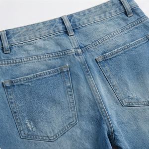 Jeans surdimensionnés pour femmes, vente en gros de pantalons en denim, coton, jambes larges, taille haute, délavés, mode personnalisée, streetwear, pantalons décontractés pour femmes - Product Image 5