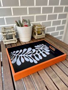 Meena Plateaux de service en bois imprimés personnalisables Design imbriqué pour le bureau et la maison Plateau de vaisselle à thé et café décoratif - Product Image 5