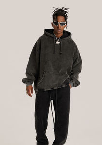 Sudadera con Capucha para Hombre, 100% Algodón, Lavado Ácido, Estilo Vintage, Ecológica, Serie High Street, Lavado a la Piedra, Invierno, Servicio OEM Disponible - Product Image 2