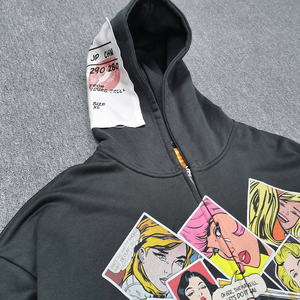 Sudadera con Capucha Extra Grande Personalizada para Hombre, Estilo Camuflaje Lavado, 100% Algodón de Alta Calidad, con Pedrería y Cremallera - Product Image 5