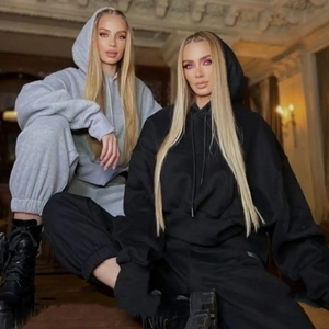 Survêtements 100% coton survêtements personnalisés en polyester et coton pour femmes survêtements d'entraînement de jogging sérigraphiés en soie brodés - Product Image 2