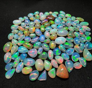 100% naturel éthiopien Welo opale Cabochon brillant noir opale pierre anneau et pendentif personnalisé pierre précieuse taille, - Product Image 1