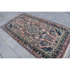 Alfombra Turca Vintage de 4.1x7.7 pies (125x236 cm), Alfombra Floral Azul y Roja - Product Image 2