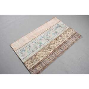 2.3x3.7 ft Turkish Vintage <b>Brown</b> <b>Wool</b> Patchwork Rug Eco-Friendly Latex Backing - Product Image 4