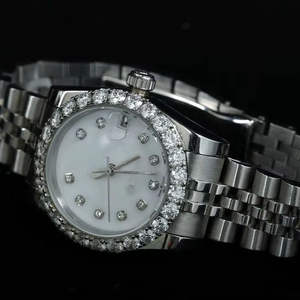 High Quality Unisex Analog Diamond Dial <b>Watch</b> Business Elegant Hip Hop Style Stainless Steel Band Water Resistant Glass Dial - Product Image 3