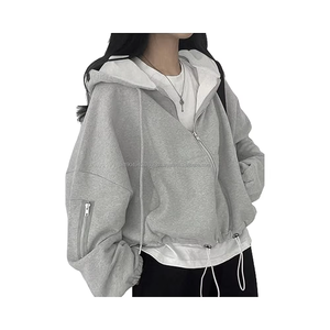 Sudadera con Capucha y Cordón Ajustable para Mujer, Manga Larga, Hombros Caídos, Estilo Holgado - Product Image 1
