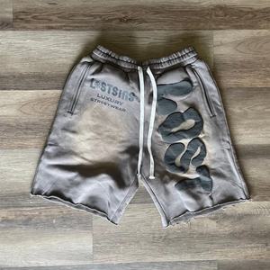 Pantalones cortos lavados con ácido desgastados vintage personalizados para hombre, transpirables, de felpa francesa, de algodón pesado, de lona sólida, High Street Sun Faded - Product Image 5