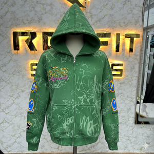 Haut fabricant client le plus demandé fermeture éclair sweat à capuche bouffée imprimé fabriqué en usine pas cher prix sweats à capuche hommes sweats à capuche - Product Image 1