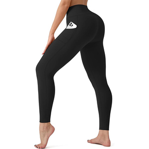Mallas de Yoga para Fitness de cintura alta de la mejor calidad, pantalones elásticos de entrenamiento con Control de barriga, bolsillos laterales, cintura elástica sólida - Product Image 2