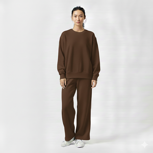 Ensemble de survêtement pour femme, sweat-shirt oversize uni et pantalon de survêtement à jambes larges, deux pièces, vêtements décontractés confortables et doux - Product Image 4