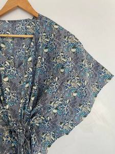 Women's Cotton Kaftan <b>Dressing</b> <b>Gown</b> Indian Floral Print Maxi Nightwear Breathable and Casual for Summer and Autumn Seasons - Product Image 4