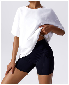 Casual mujer Unisex de gran tamaño en blanco personalizado impreso apliques agujero botón 100% algodón deportes correr camisetas - Product Image 3