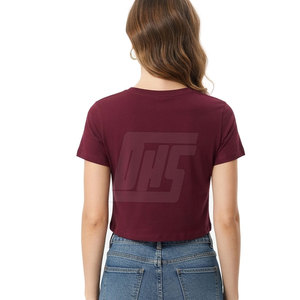 T-shirt court haut de gamme pour femme, manches courtes, décontracté, mode, coupe ajustée, streetwear, vêtements d'été, vente en gros - Product Image 2