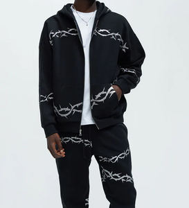 Sweat à capuche unisexe surdimensionné personnalisé, sweat à capuche zippé ample, veste avec sweat à capuche zippé délavé, fabricants de sweat à capuche avec strass - Product Image 4