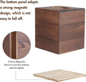 Boîte à mouchoirs en bois de pin, boîte à mouchoirs carrée décorative, porte-boîte à mouchoirs pour salle de bain, chambre à coucher, table à manger - Product Image 4