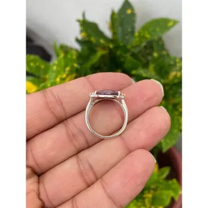925 Sterling Silver Fashionable Vintage <b>Statement</b> <b>Ring</b> with Natural Ruby Stylish Inlay Gemstone Free Size Engagement <b>Ring</b> - Product Image 3