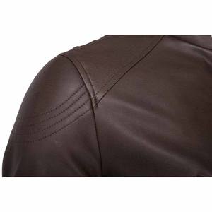 <b>Men's</b> High Quality Durable Windproof Canvas <b>Leather</b> Jacket with Stand Collar Winter Hot Sales Best Design Competitive Price - Product Image 3
