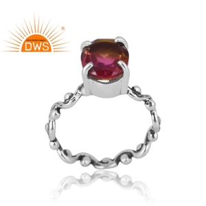 Nuevo diseño elegante plata esterlina Natural Bio Petro turmalina doblete cuarzo anillo de piedras preciosas fabricante de joyería personalizada - Product Image 1