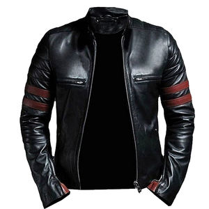 Veste de moto en cuir pour homme, col montant, respirante, coupe ajustée, mode d'hiver, streetwear, veste de motard, doublure en coton de haute qualité - Product Image 5