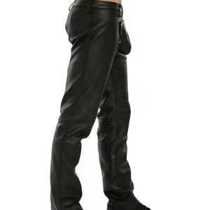 กางเกงหนังผู้ชายลำลองน้ำหนักเบาสไตล์ล่าสุดผ้าฟอกสีดำเป็นมิตรกับสิ่งแวดล้อม - Product Image 4