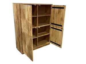 ไม้อะคาเซียสูงกลมตู้เก็บงานหัตถกรรมไม้เนื้อแข็งทำมือ - Product Image 4