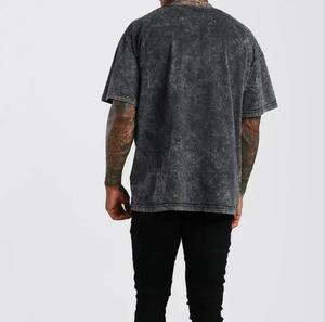 Camiseta Personalizada de Manga Corta Extra Grande, 100% Algodón, Gruesa, Transpirable, Lavada con Ácido, para Hombre - Product Image 3