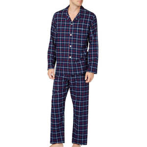 Pigiama di Lusso da Uomo in Flanella a Quadri Blu Taglia XX-Large in Morbido Pile con Stampa a Righe e Stile Club Room - Product Image 1