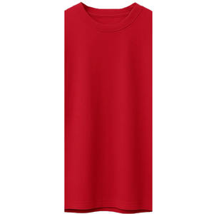 เสื้อยืดลำลองผู้ชายไซส์ใหญ่ คุณภาพสูง ปรับแต่งโลโก้ได้ สีแดงล้วน 220gsm ผ้าฝ้ายออร์แกนิค 100% ระบายอากาศได้ดี - Product Image 3