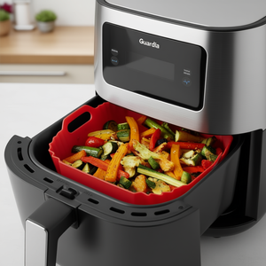 Molde de silicona multiusos Guardini con asas, 22x22 cm, para freidora de aire, rojo, 69422MAIR - Product Image 3