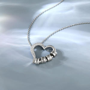 Jeulia Custom Family <b>Name</b> Heart Necklace Hollow Out Silver Link <b>Chain</b> - Product Image 5