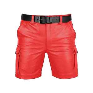 Nouveautés mode Streetwear confortable pour hommes fabriqué en cuir vente en gros personnalisé été couleur hommes Shorts en cuir pour hommes - Product Image 1