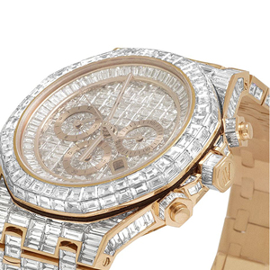 Montre-bracelet à quartz pour homme en acier inoxydable avec diamants moissanite, bracelet de 20 mm et verre traité - Product Image 2