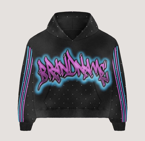 Custom Manufacturer's Plus Size Men's <b>Hip</b> Hop Breathable Streetwear Sunfaded Elastic Waist Heavyweight Rhinestone Tracksuit - Product Image 2