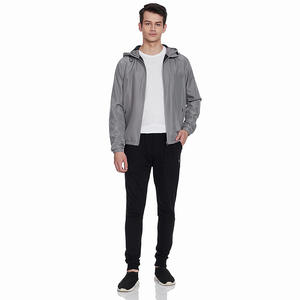 Veste coupe-vent de qualité supérieure pour homme, couleur grise, fermeture éclair, manches longues, imperméable, pour l'extérieur - Product Image 3
