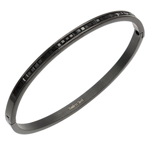 Braccialetti di colore nero 4mm di larghezza in acciaio inossidabile incernierato alla moda - Product Image 1