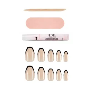 Unghie Finte Ardell Nail Addict Eco French Noir Chic con Punte Nere Fatte a Mano Stile Corto Quadrato - Punte Lunghe alla Moda - Product Image 2