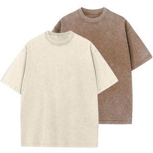 Lavado ácido de gran tamaño Drop Shoulder camisetas de peso pesado cómodo y transpirable Streetwear French Terry camisetas Stock - Product Image 5