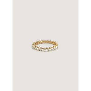 Yellow Gold Petite Marquise Eternity <b>Ring</b> 10k Fine Jewelry with Geometric Cut Diamond <b>Dainty</b> Wedding Style - Product Image 1