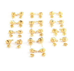 Clous d'oreilles en citrine brute naturelle de haute qualité, plaqué or, connecteurs de clous d'oreilles en pierre de naissance délicate, résultats de connecteurs - Product Image 6