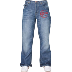 Pantalones vaqueros ajustados informales de corte recto azul claro para hombre de diseño personalizado pantalones ligeros de moda de lona de algodón de cintura media - Product Image 1