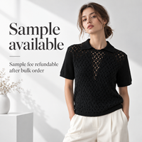 FNJIA Cardigan en tricot personnalisé pour femme, col en V, broderie en coton, motif uni, pour femme de bureau