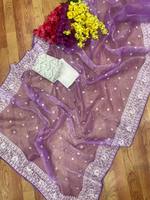 Tissu en Organza pur, léger, Transparent, tenue de fête, décontractée, fonction, traditionnelle